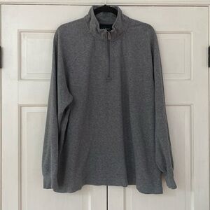L.L. Bean Slightly Fitted Cotton Pullover‎ Quarter Zip Size XL Grey Gray Heather